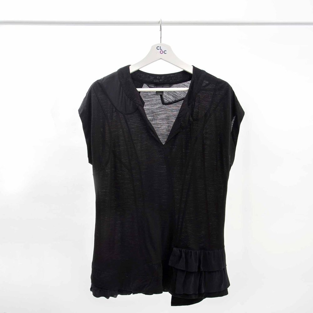 Marc by Marc Jacobs V-Neck T-shirt with Ruffle Hem